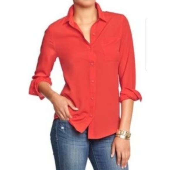 Old Navy Tops - NEW Old Navy Red Orange Portofino Blouse M